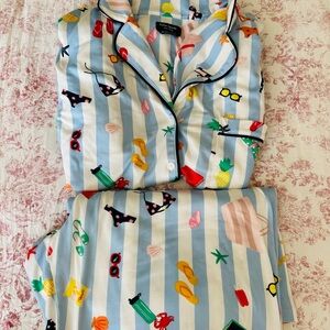 Kate Spade Blue and White Striped Pajama set